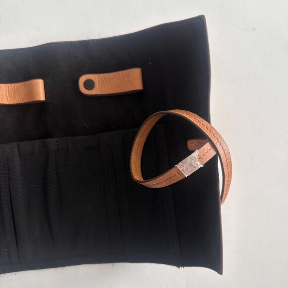 Fossil Mens Leather Tech Wrap Travel Organizer With Snap Closures Zipper Pocket - Picture 8 of 12